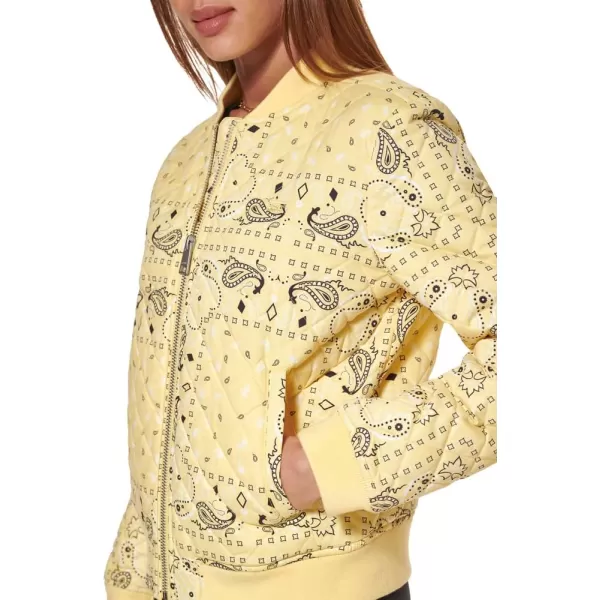 Levis Womens Diamond Quilted Bomber Jacket Regular amp Plus SizeYellow Paisley