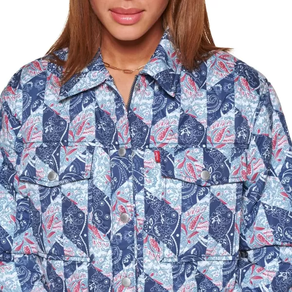 Levis Womens Diamond Quilted Shirt JacketBlue Diamond Print