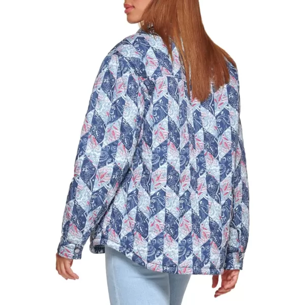 Levis Womens Diamond Quilted Shirt JacketBlue Diamond Print