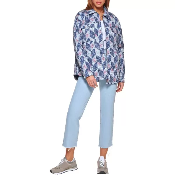 Levis Womens Diamond Quilted Shirt JacketBlue Diamond Print