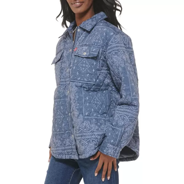 Levis Womens Diamond Quilted Shirt JacketFaded Blue Bandana