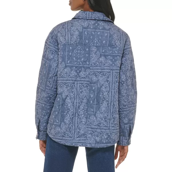 Levis Womens Diamond Quilted Shirt JacketFaded Blue Bandana