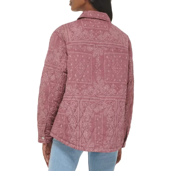 Levis Womens Diamond Quilted Shirt JacketFaded Red Bandana