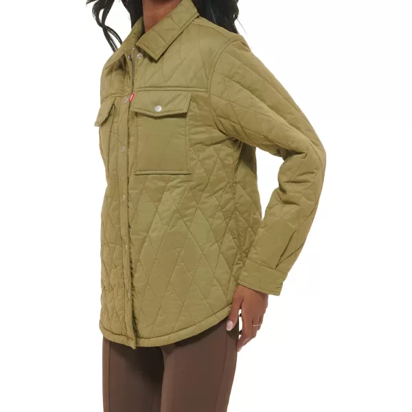 Levis Womens Diamond Quilted Shirt JacketMartini Olive