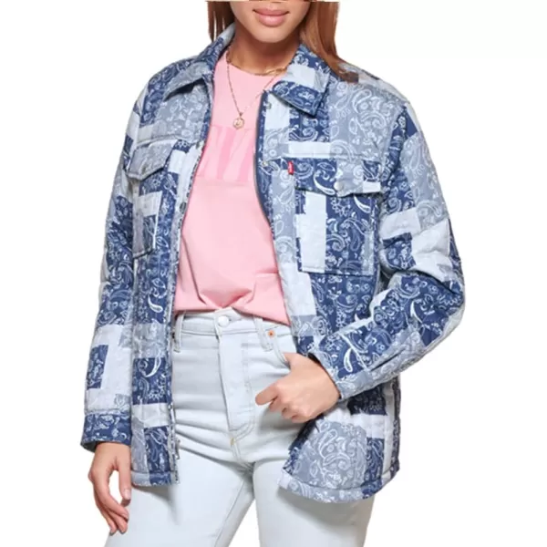 Levis Womens Diamond Quilted Shirt JacketPaisley Patchwork