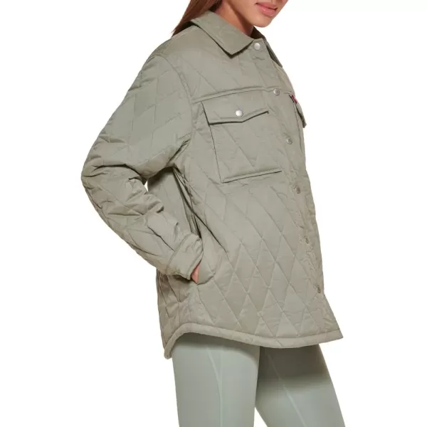 Levis Womens Diamond Quilted Shirt JacketSea Green