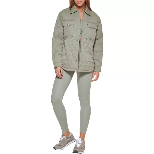 Levis Womens Diamond Quilted Shirt JacketSea Green