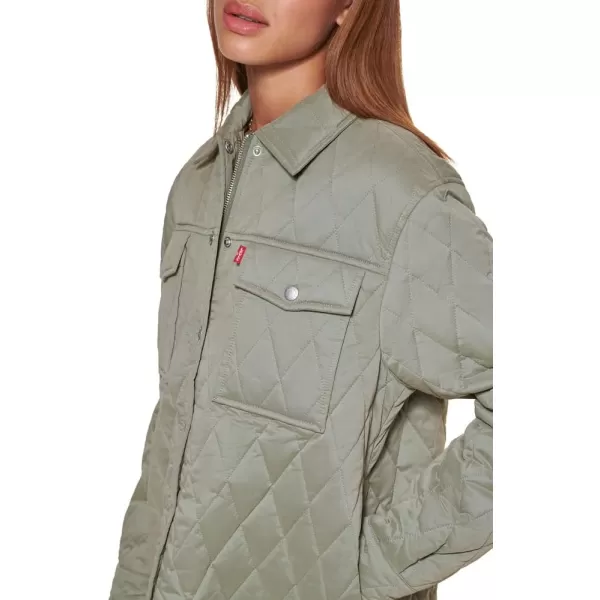 Levis Womens Diamond Quilted Shirt JacketSea Green