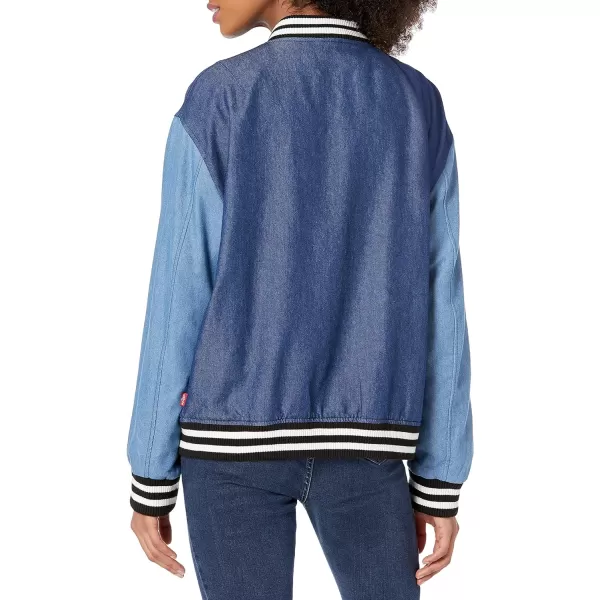 Levis Womens Drop Shoulder Denim Bomber JacketColor Block Denim