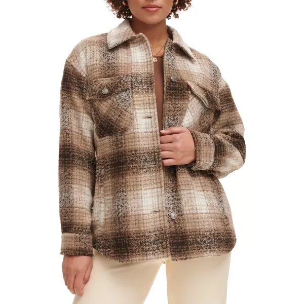 Levis Womens Fashion Shirt Jacket Standard amp Plus SizesBeige Plaid