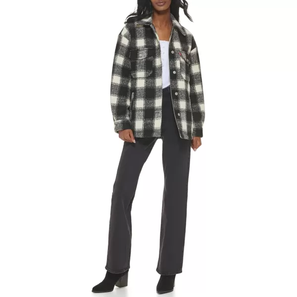 Levis Womens Fashion Shirt Jacket Standard amp Plus SizesBlackCream Plaid