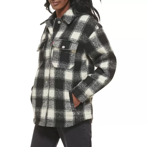 Levis Womens Fashion Shirt Jacket Standard amp Plus SizesBlackCream Plaid