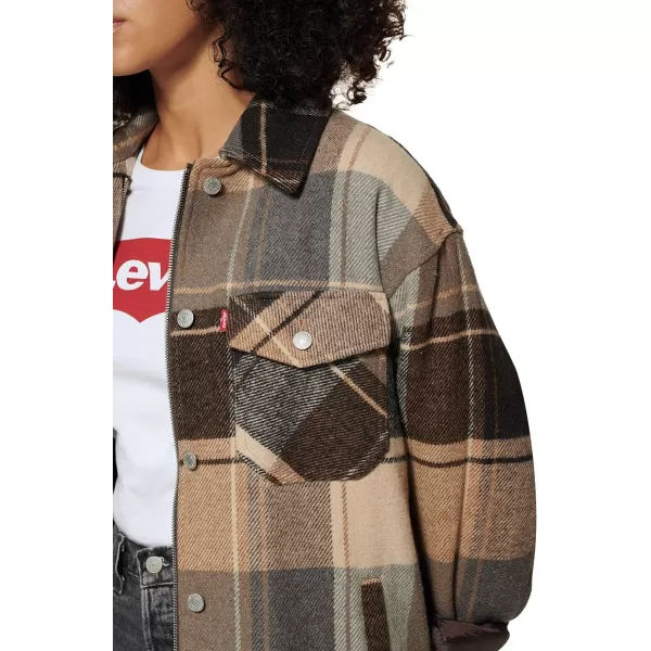 Levis Womens Fashion Shirt Jacket Standard amp Plus SizesBrown Plaid