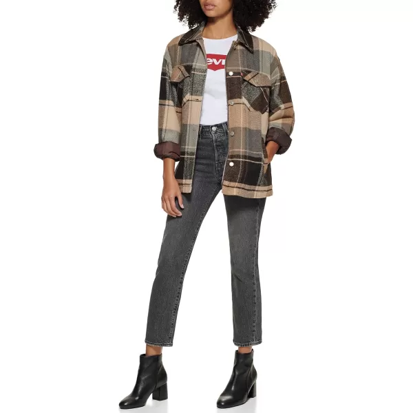 Levis Womens Fashion Shirt Jacket Standard amp Plus SizesBrown Plaid