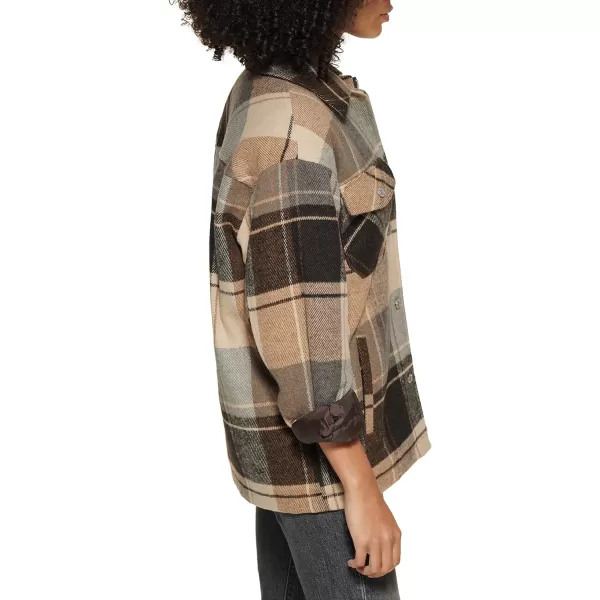 Levis Womens Fashion Shirt Jacket Standard amp Plus SizesBrown Plaid