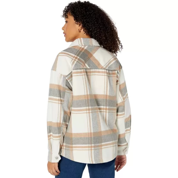 Levis Womens Fashion Shirt Jacket Standard amp Plus SizesLight GreyCamel Plaid