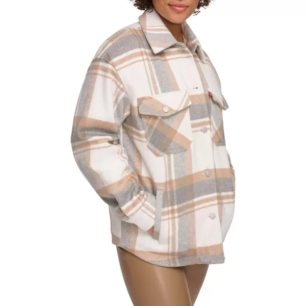 Levis Womens Fashion Shirt Jacket Standard amp Plus SizesNew Light GreyCamel