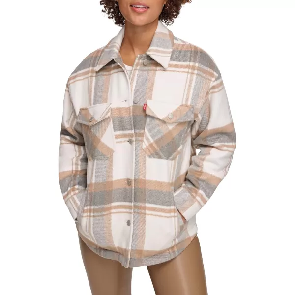 Levis Womens Fashion Shirt Jacket Standard amp Plus SizesNew Light GreyCamel