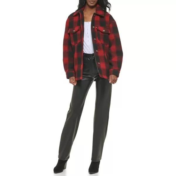 Levis Womens Fashion Shirt Jacket Standard amp Plus SizesRedBlack Plaid