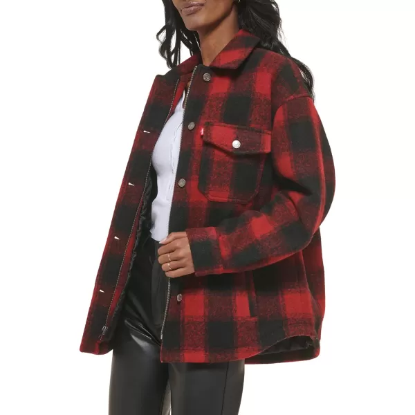 Levis Womens Fashion Shirt Jacket Standard amp Plus SizesRedBlack Plaid