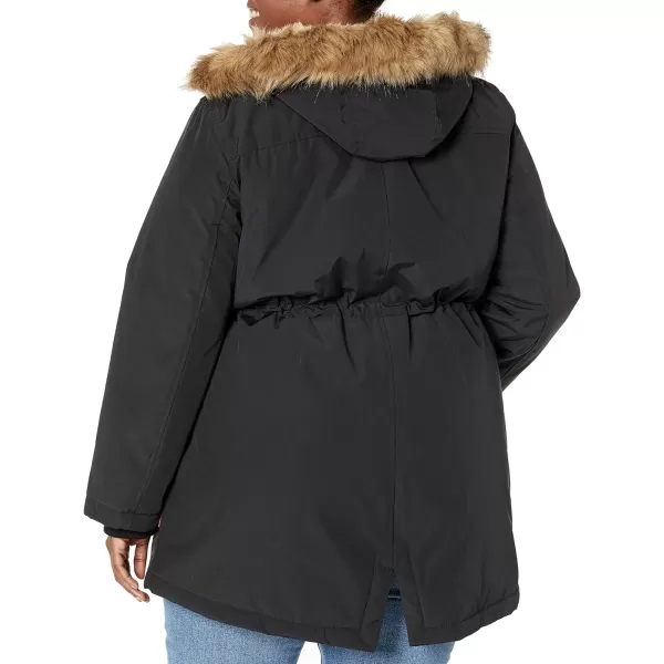 Levis Womens Faux Fur Lined Hooded Parka JacketnbspStandard and Plus SizePlus Size Black Tan Fur