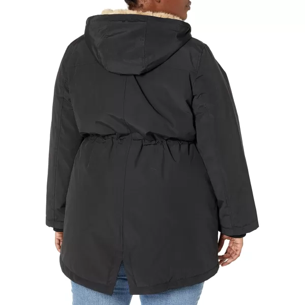 Levis Womens Faux Fur Lined Hooded Parka JacketnbspStandard and Plus SizePlus Size Black Tan Fur