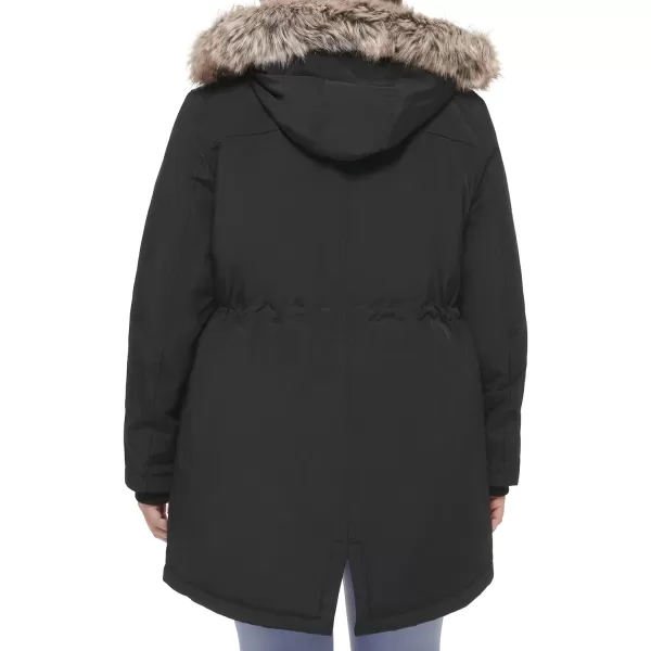 Levis Womens Faux Fur Lined Hooded Parka JacketnbspStandard and Plus SizePlus Size BlackTan Faux Fur