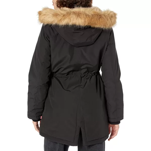 Levis Womens Faux Fur Lined Hooded Parka JacketnbspStandard and Plus SizeStandard Black Tan Fur