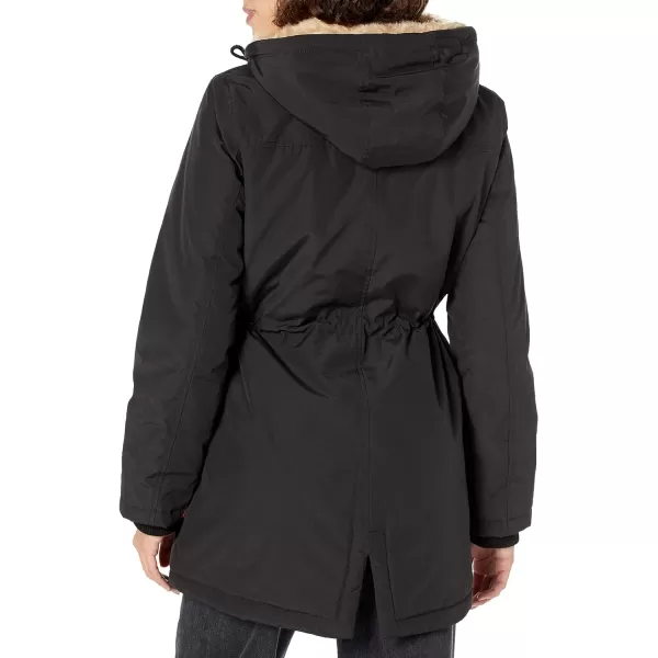 Levis Womens Faux Fur Lined Hooded Parka JacketnbspStandard and Plus SizeStandard Black Tan Fur