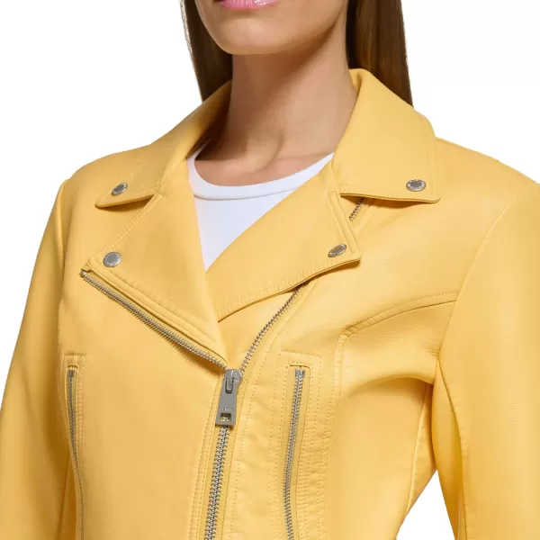 Levis Womens Faux Leather Asymmetrical Moto JacketAmberCream