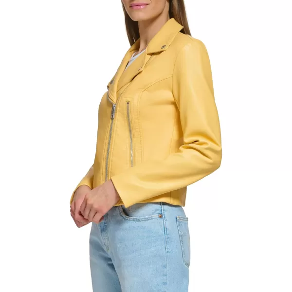 Levis Womens Faux Leather Asymmetrical Moto JacketAmberCream