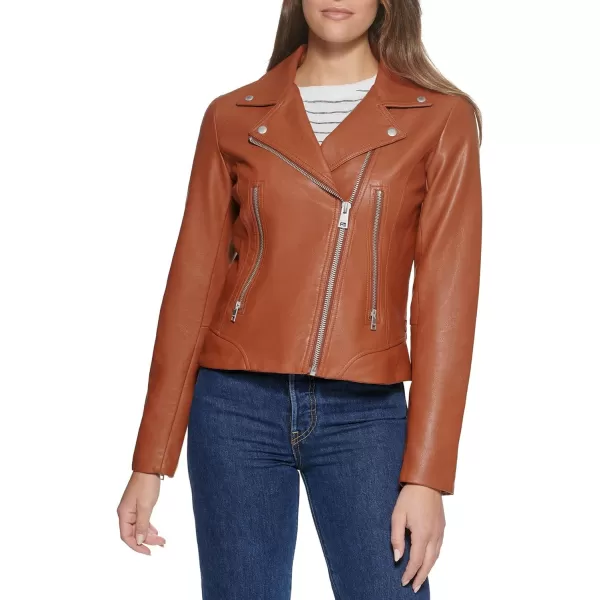 Levis Womens Faux Leather Asymmetrical Moto JacketCamel