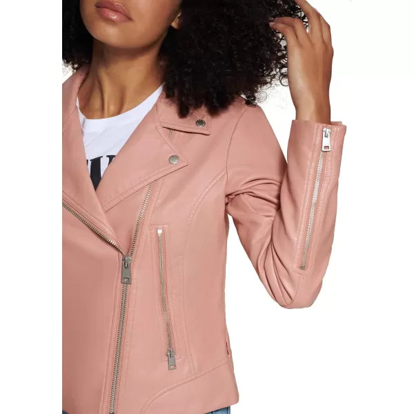 Levis Womens Faux Leather Asymmetrical Moto JacketCameo Pink