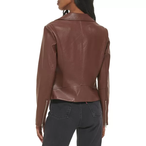 Levis Womens Faux Leather Asymmetrical Moto JacketChocolBrown