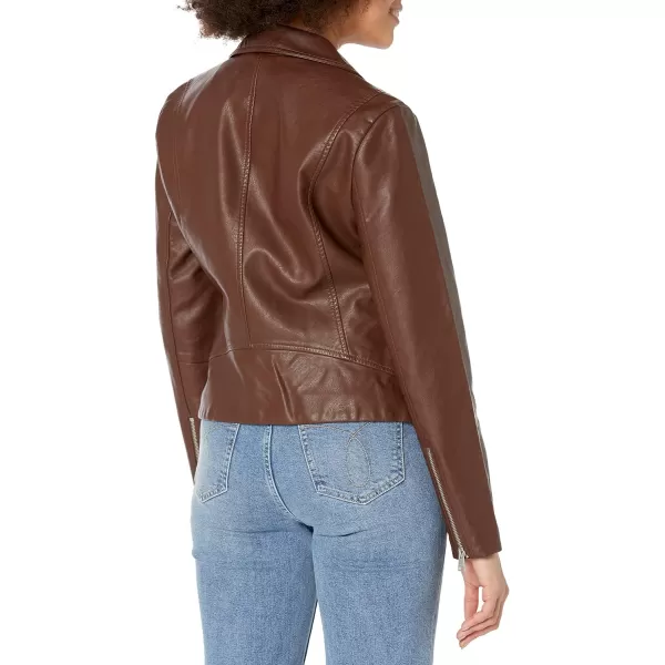 Levis Womens Faux Leather Asymmetrical Moto JacketChocolBrown