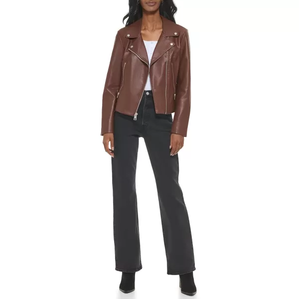 Levis Womens Faux Leather Asymmetrical Moto JacketChocolBrown