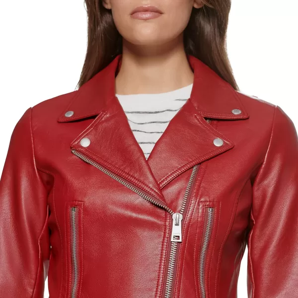 Levis Womens Faux Leather Asymmetrical Moto JacketDeep Red