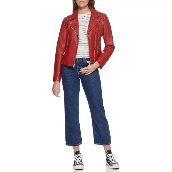 Levis Womens Faux Leather Asymmetrical Moto JacketDeep Red