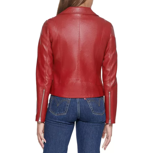 Levis Womens Faux Leather Asymmetrical Moto JacketDeep Red