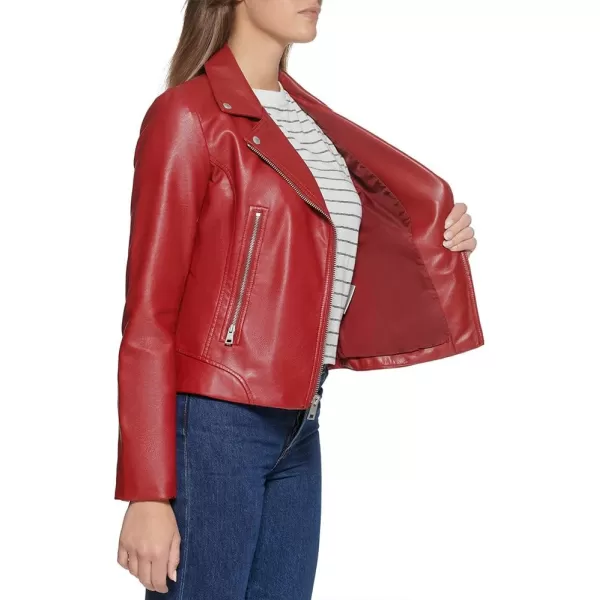 Levis Womens Faux Leather Asymmetrical Moto JacketRed