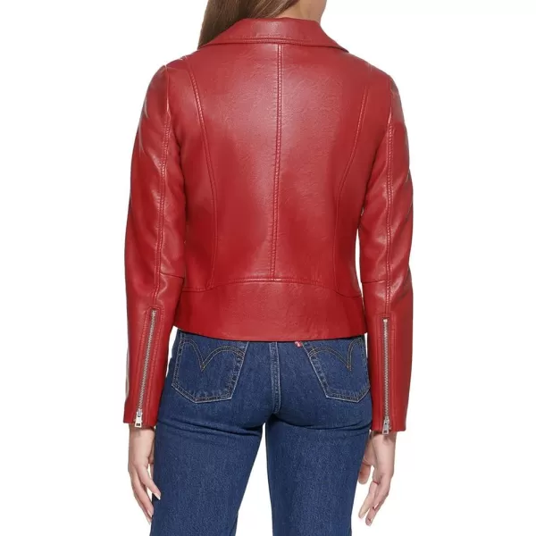 Levis Womens Faux Leather Asymmetrical Moto JacketRed