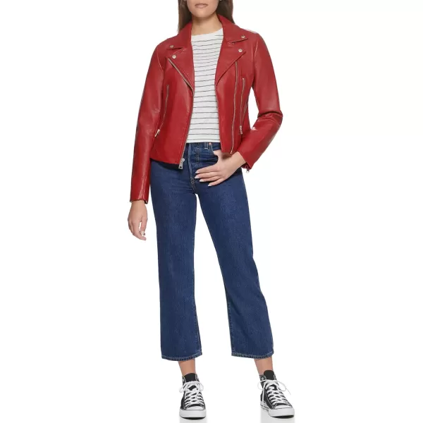 Levis Womens Faux Leather Asymmetrical Moto JacketRed