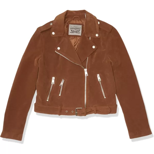 Levis Womens Faux Leather Belted Motorcycle Jacket Standard amp Plus SizesCognac Faux Suede