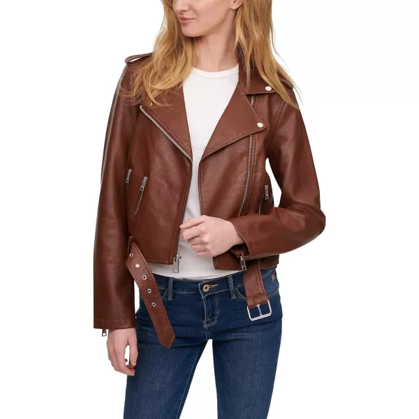 Levis Womens Faux Leather Belted Motorcycle Jacket Standard amp Plus SizesDark Brown