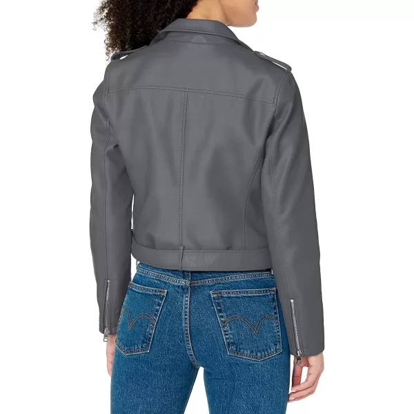Levis Womens Faux Leather Belted Motorcycle Jacket Standard amp Plus SizesIron Grey