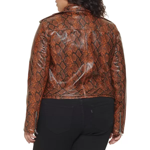 Levis Womens Faux Leather Belted Motorcycle Jacket Standard amp Plus SizesNatural Snake