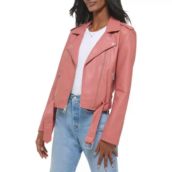 Levis Womens Faux Leather Belted Motorcycle Jacket Standard amp Plus SizesWinter Rose