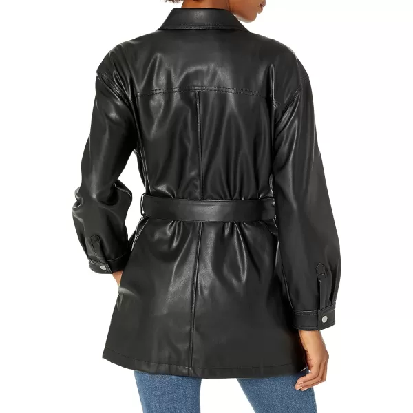 Levis Womens Faux Leather Belted Shirt Jacket Standard amp Plus SizesBlack