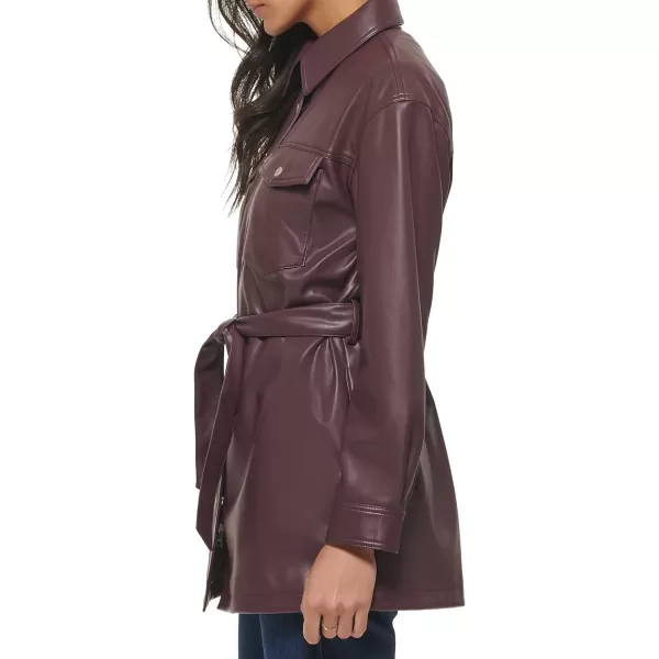 Levis Womens Faux Leather Belted Shirt Jacket Standard amp Plus SizesBurgundy