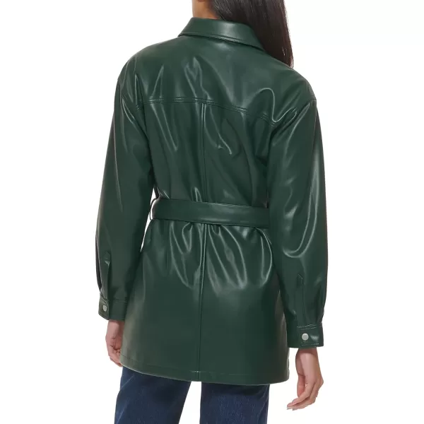 Levis Womens Faux Leather Belted Shirt Jacket Standard amp Plus SizesPine Green